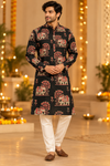 Title: Black Elephant Print Festive Kurta Only