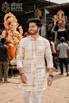 Ivory Geometric Print Festive Kurta Set
