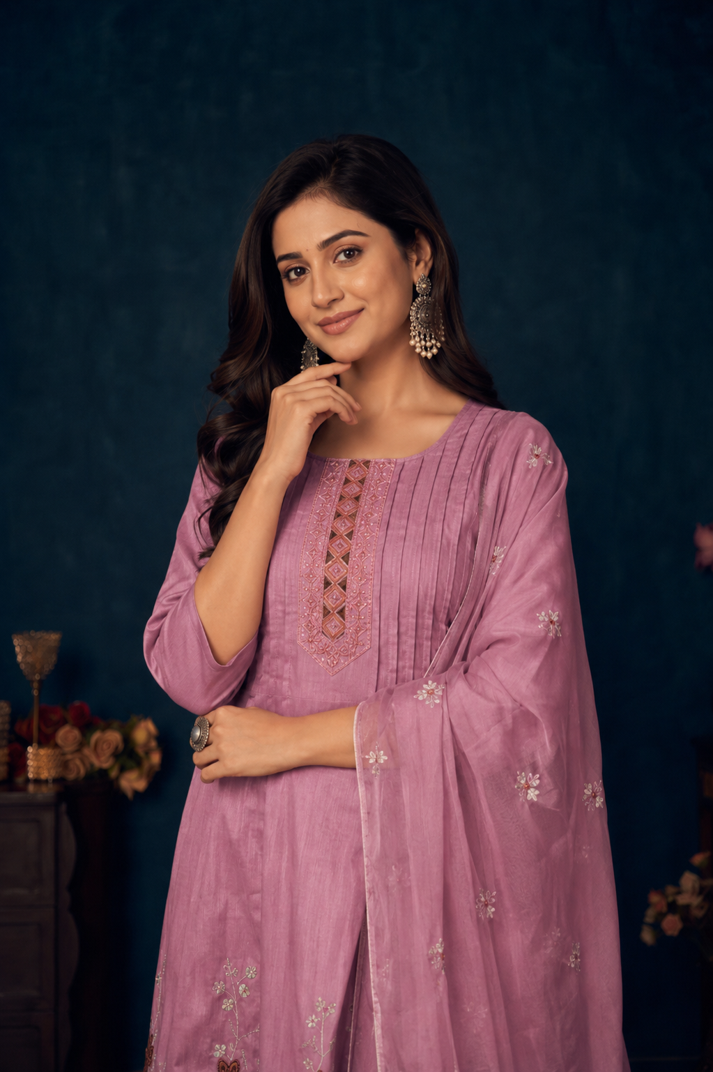 Embroidered Kurta Pant & Dupatta Set