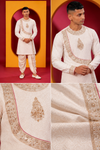 Elegant Ivory Embroidered Indo-Western Kurta Set for Men