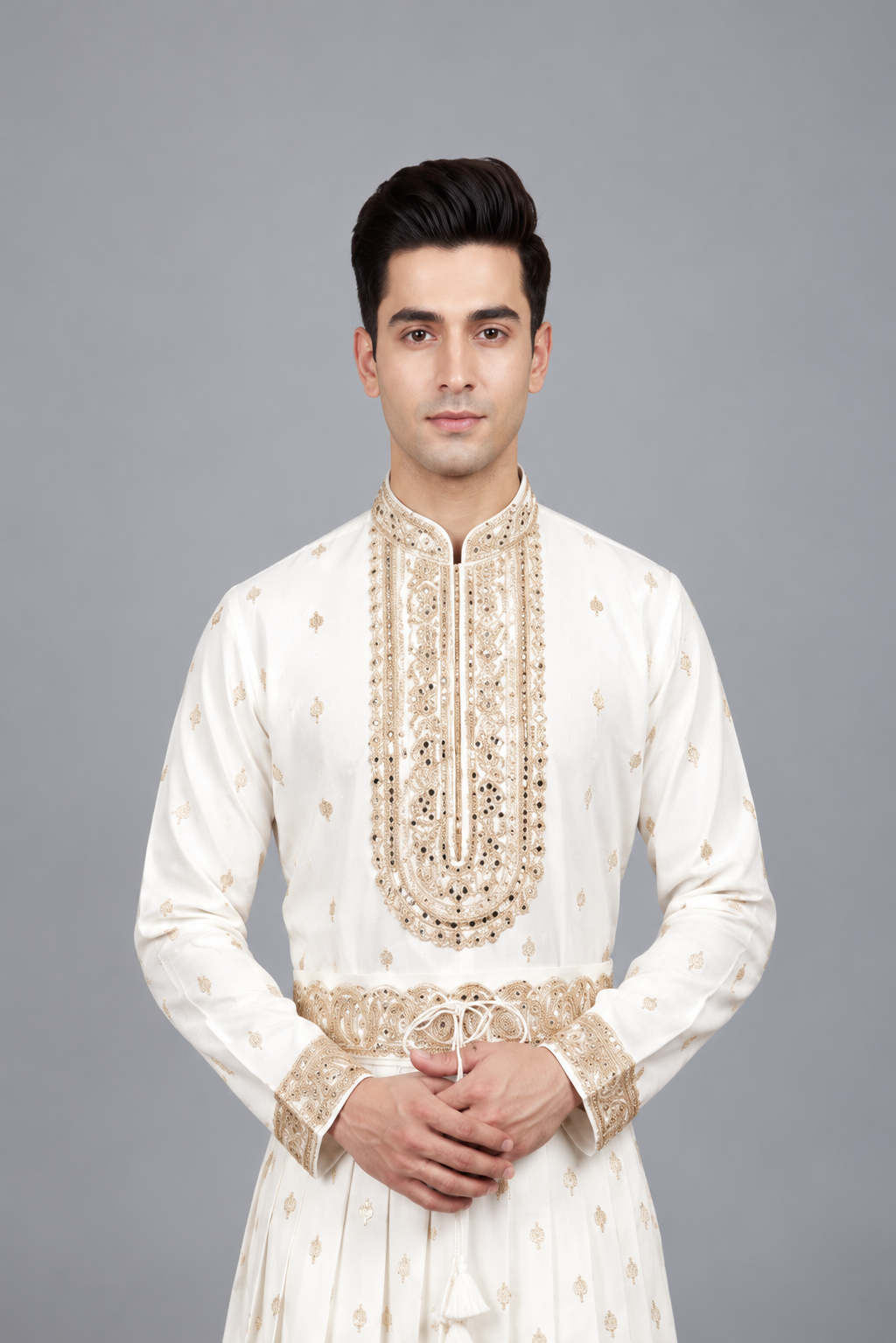 Golden Embroidered Peshwai Outfit