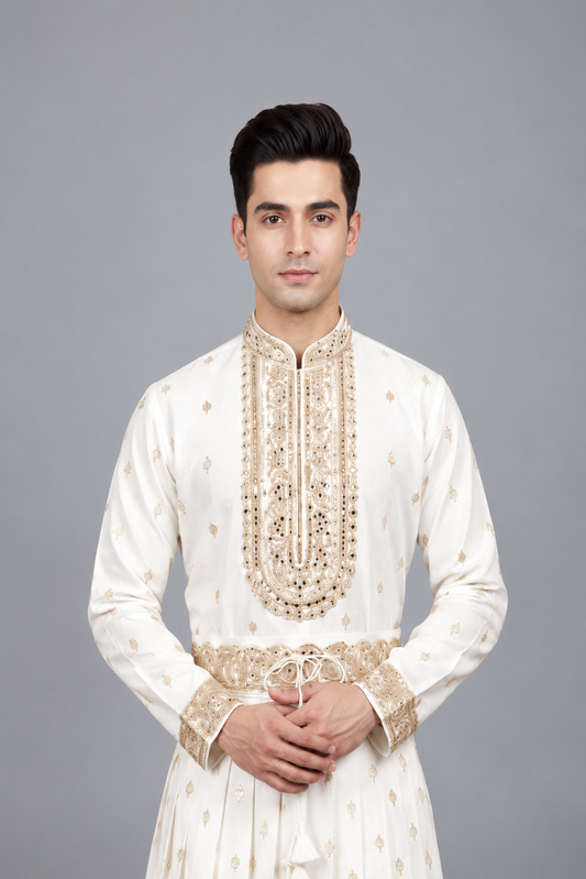 Golden Embroidered Peshwai Outfit