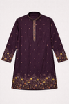 Royal Wine Floral Embroidered Straight Kurta