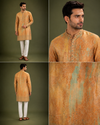 Mustard Gold Printed Men’s Festive Kurta