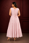 Blush Pink Mirror Work Tiered Maxi Dress
