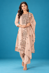 Elegant Blush Floral Embroidered Dupatta Set