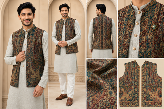 Men’s Multicolor Paisley Printed Nehru Jacket
