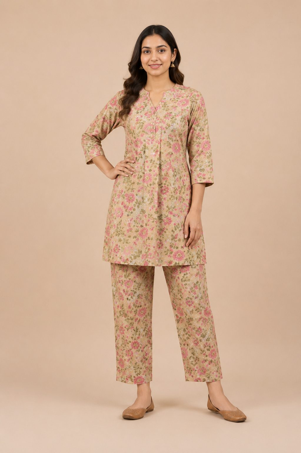 Women  Floral Printed Cotton Co-Ord Set
