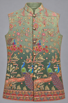 Premium Peacock Floral Printed Modi Jacket