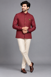 Men's Premium Maroon Nehru Jacket with Matching Shirt