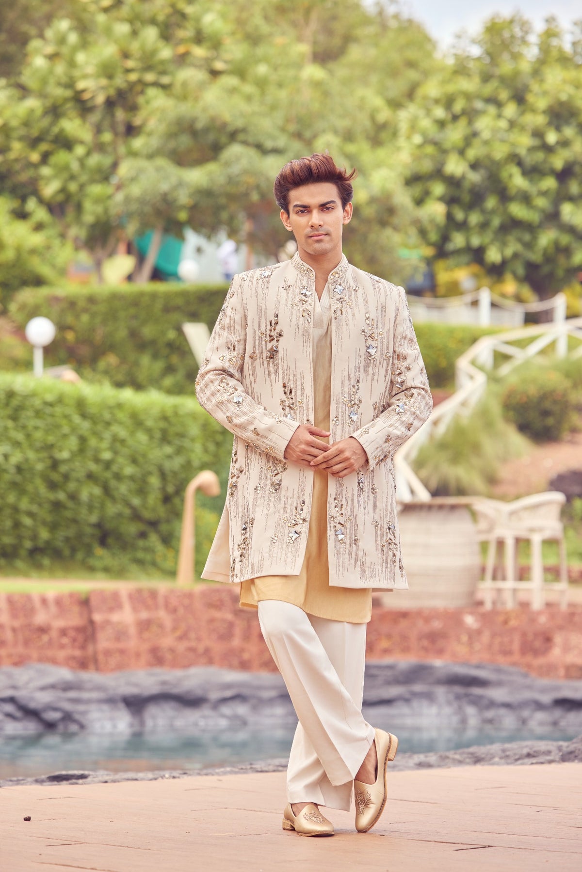 Ivory Embellished Indo-Western Set