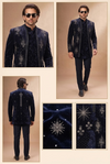 Midnight Navy Embroidered Indo-Western Jacket Set