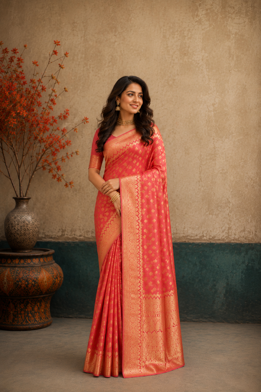 Elegant Banarasi Silk Saree with Rich Gold Zari Weaving