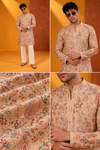 Beige Paisley Embroidered Festive Kurta Set