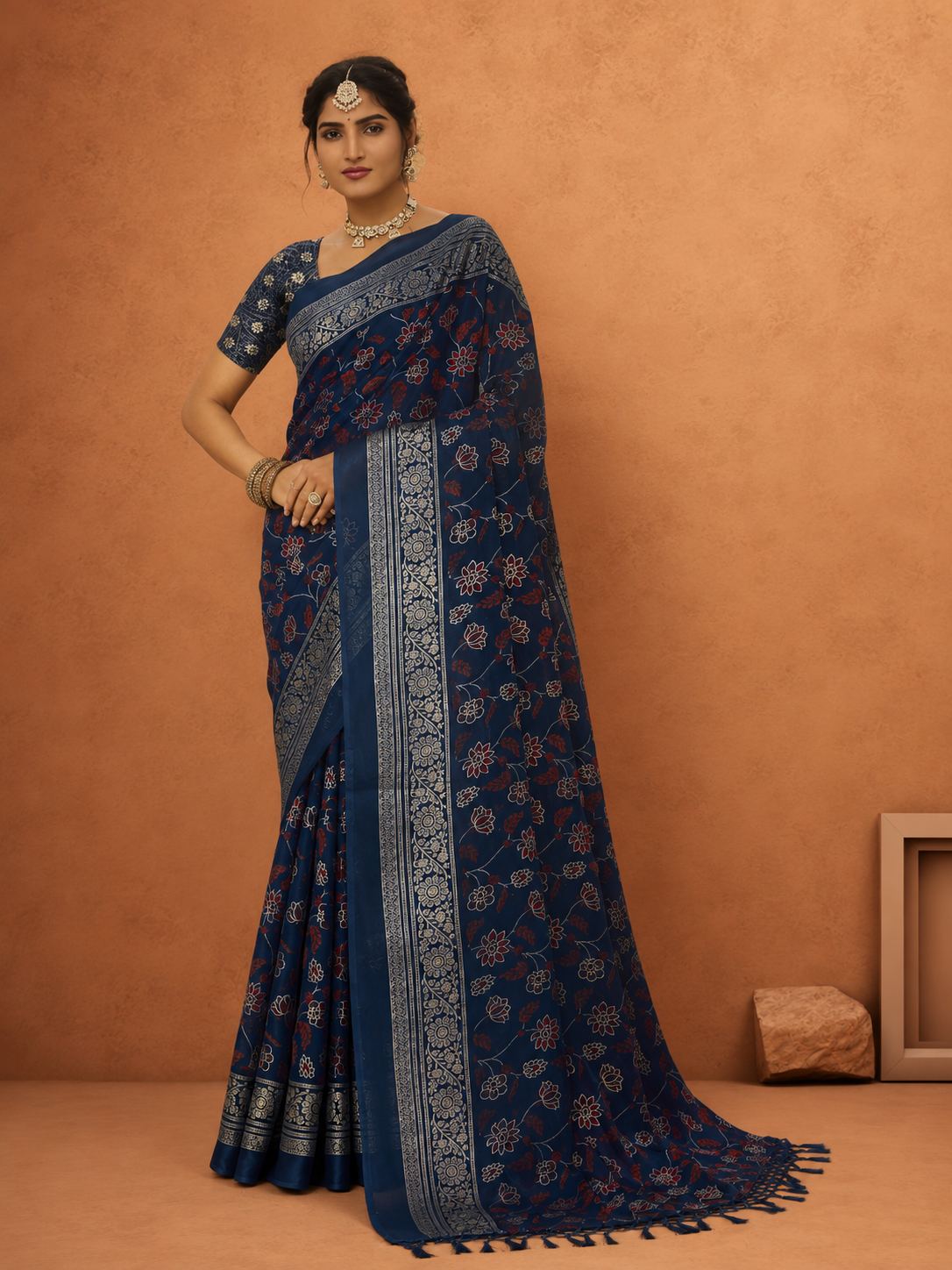 Royal  Printed Saree with Traditional Border