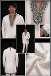 White Embroidered Neckline Kurta Set