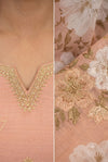 Peach Floral Embroidered Kurta Pant Dupatta Set