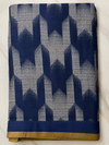 Royal Blue Geometric Print Designer Saree with Elegant Gold Border
