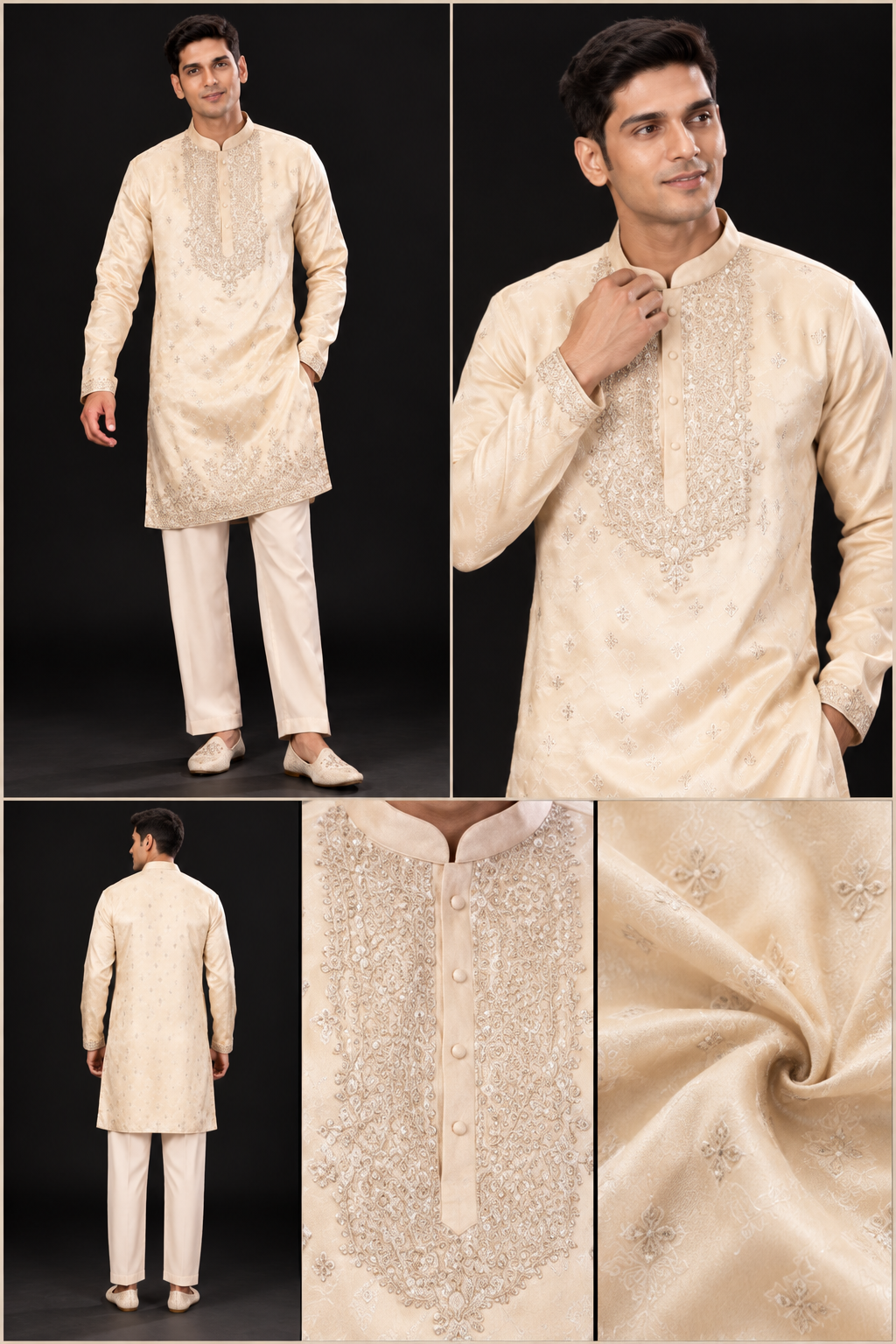 Ivory Embroidered Festive Kurta Set