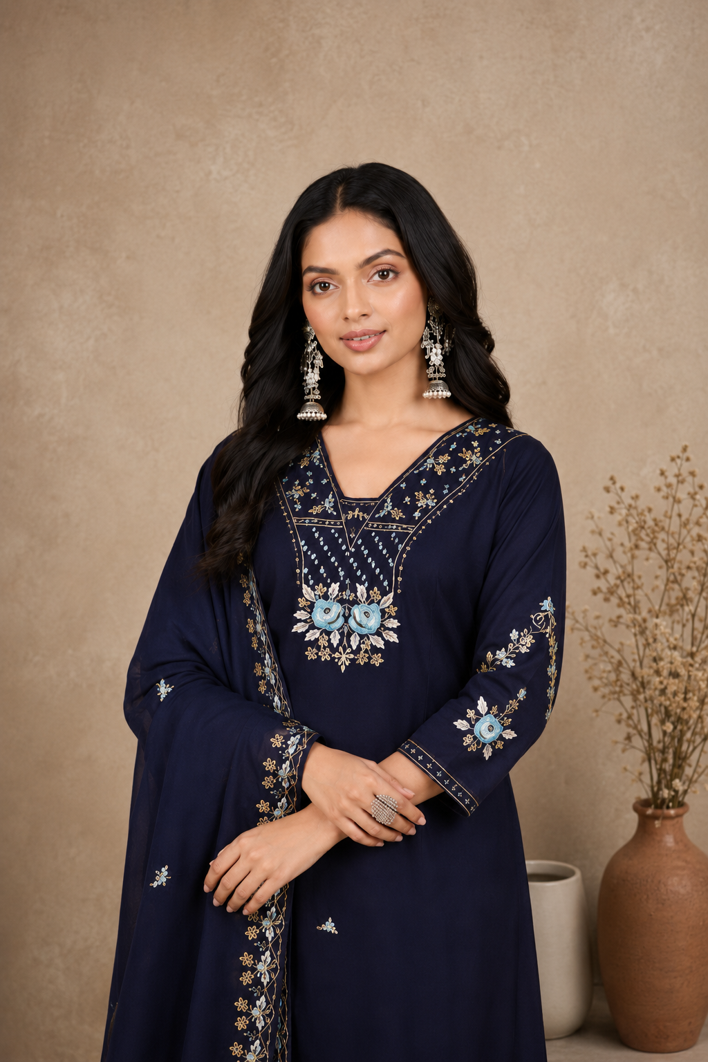 Embroidered Kurta Pant & Dupatta Set