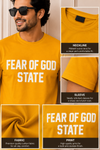 Fear of God State Graphic T-Shirt – Mustard Yellow | Premium Cotton Casual Wear