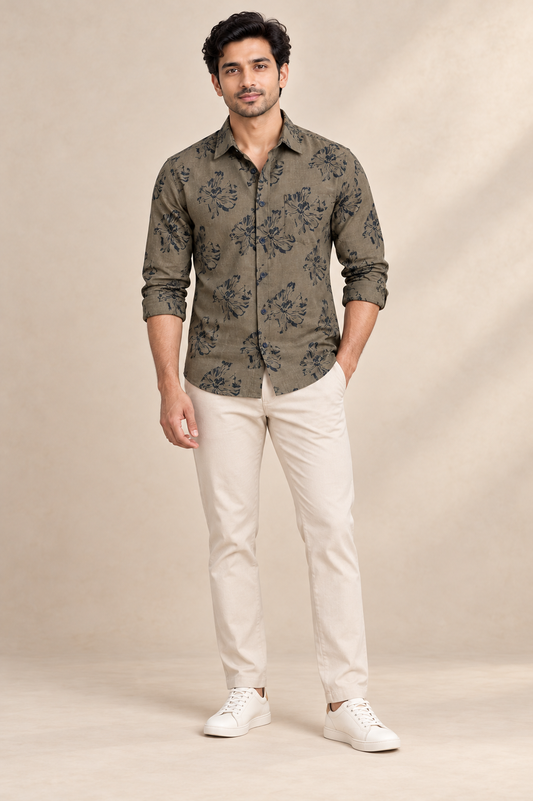 Men’s  Floral Print Casual Shirt