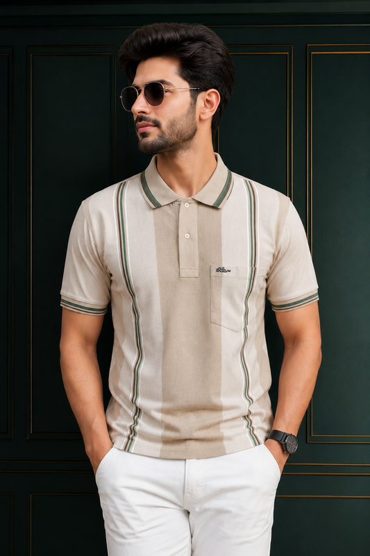 Men's Premium Striped Polo T-Shirt | Classic Blend | Smart  Wear