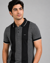 Men’s Black & Grey Textured Polo T-Shirt