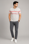 Men’s Off White Striped Polo T-Shirt