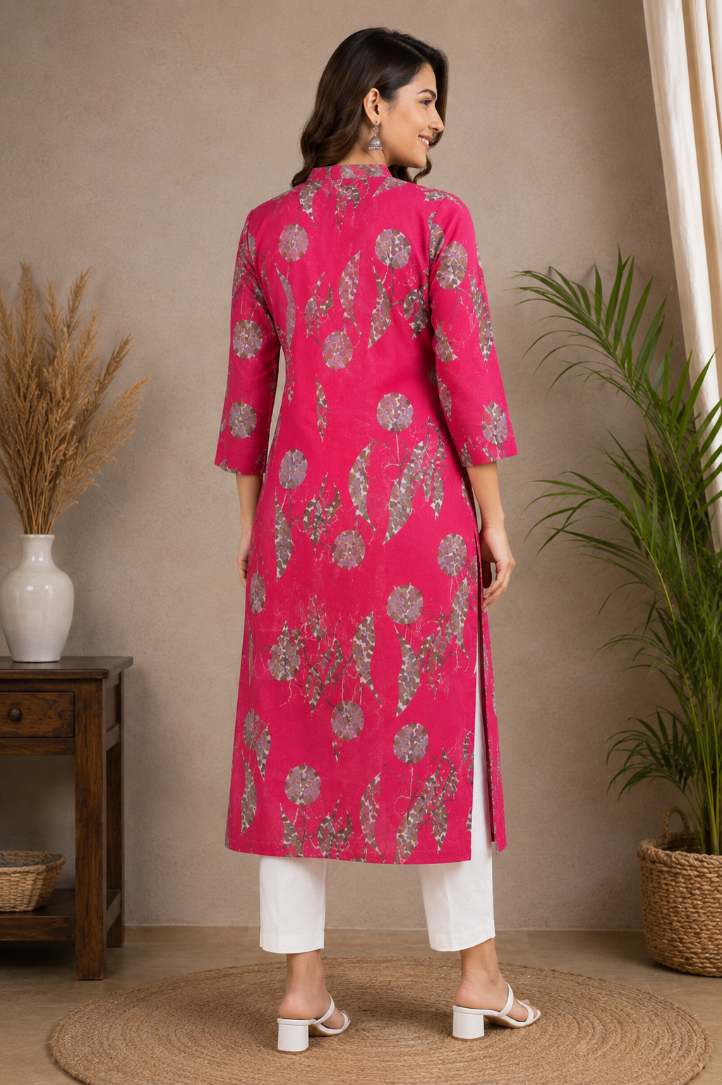 Fuchsia Botanical Print Kurti