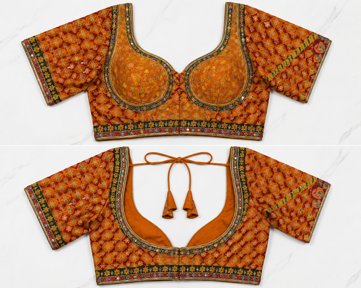Royal Heritage Mirror Work Saree with Designer Blouse