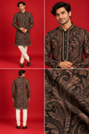 Black & Bronze Paisley Wedding Kurta Set