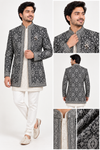 Black & Silver Embroidered Indo-Western Set
