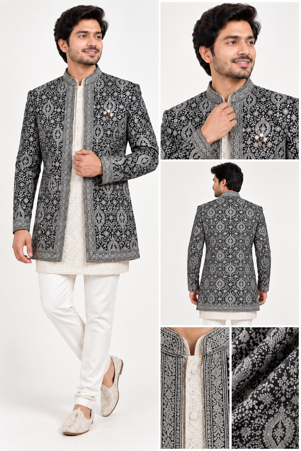 Black & Silver Embroidered Indo-Western Set