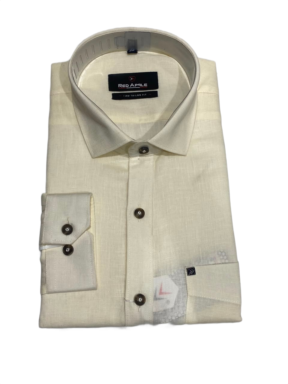 Men's Cream Solid Formal Shirt –  Full Sleeve Classic Office Wear