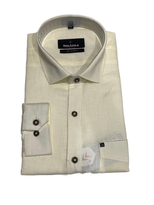 Men's Cream Solid Formal Shirt –  Full Sleeve Classic Office Wear