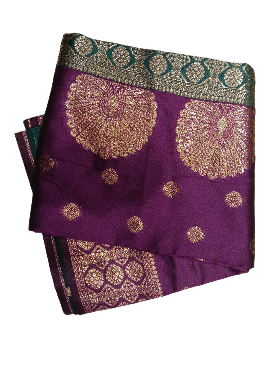 Royal Purple & Teal Zari Silk Saree