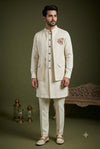 Ivory Embroidered Indo-Western Jacket Kurta Set