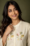 Ivory Floral Embroidered Kurta Pant Set