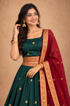 Elegant Bottle Green & Maroon Traditional Lehenga Choli Set
