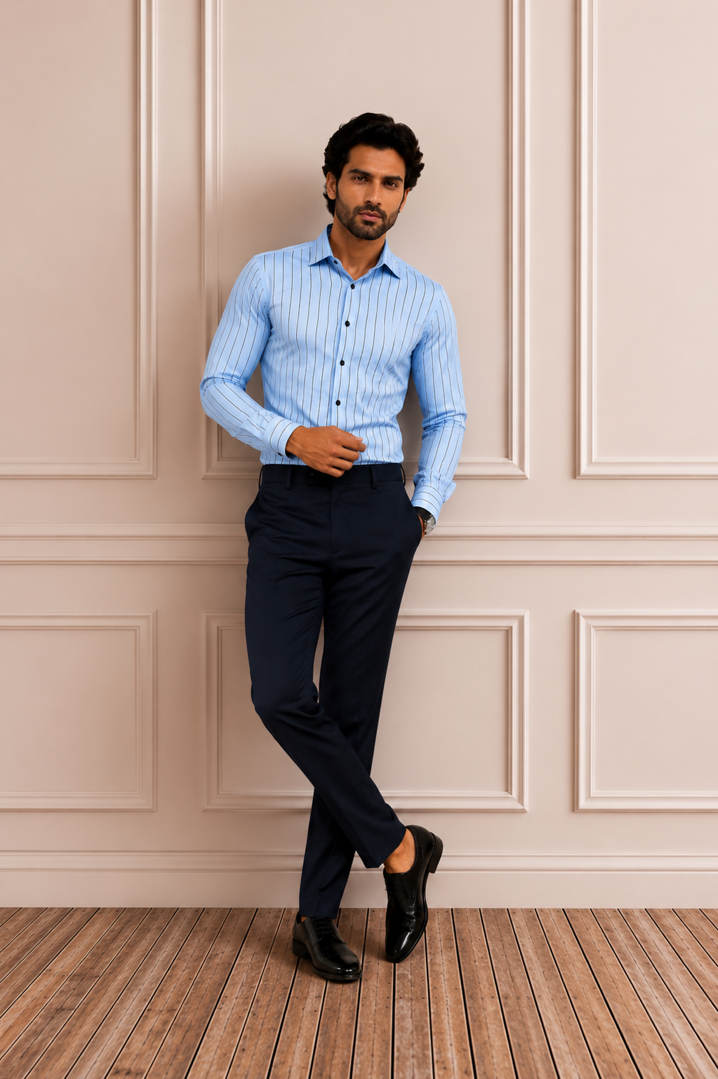 Men's  Striped Formal Shirt – Premium Slim Fit Full Sleeve