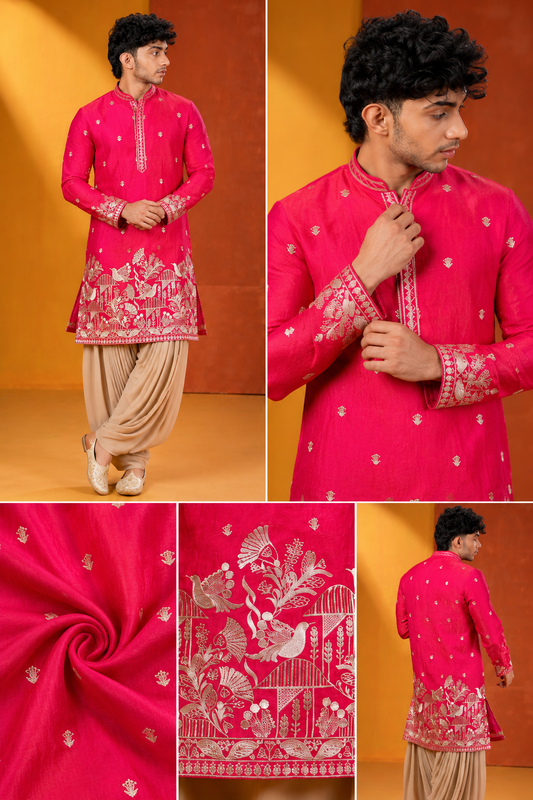 Royal Fuchsia Embroidered Kurta Set