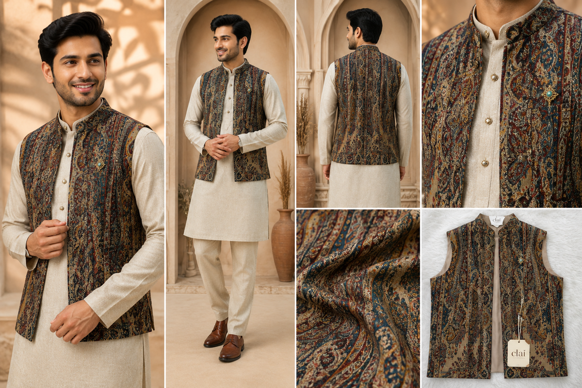 Men’s Multicolor Paisley Printed Nehru Jacket