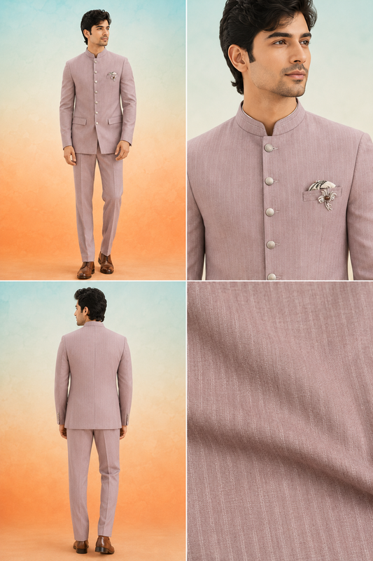 Dusty Rose Classic Jodhpuri Bandhgala Suit Set