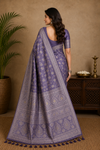 Elegant Lavender Woven Saree with Intricate Silver Zari Border