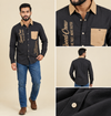 Men's Charcoal Grey Colorblocked Casual Shirt