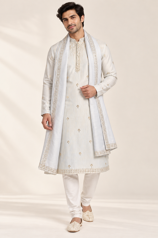 Ivory Elegance Embroidered Kurta Set