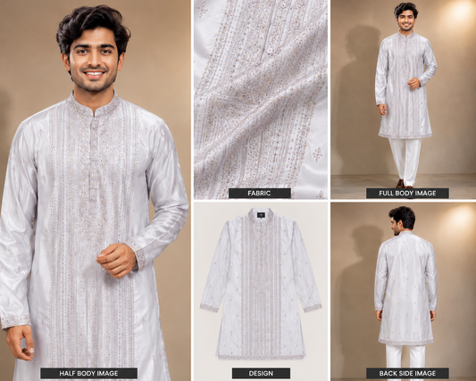 White Embroidered Festive Kurta Set