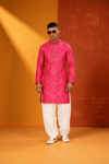Royal Pink Jacquard Kurta Set