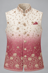 Premium Ivory & Dusty Rose Embroidered Modi Jacket